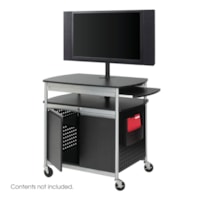 Safco Scoot Flat Panel Multimedia Cart, Black, 39 1/2"W x 27"D x 37 1/4"H