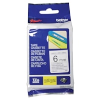 Cassette de ruban pour étiquettes TZe Brother, impression noir sur blanc, 6 mm x 8 m