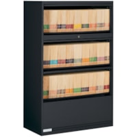 Global 9100 4-High End Tab Lateral File Cabinet, Black, 36" x 18" x 54"
