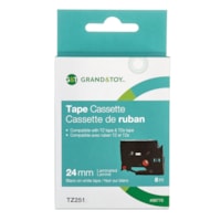 Grand & Toy Sign TZe Black Type On White Label Tape Cassette, 24 mm (1") x 8 m