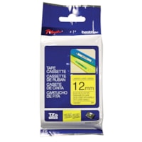 Cassette de ruban pour étiquettes TZe Brother, impression noir sur jaune, 12 mm x 8 m