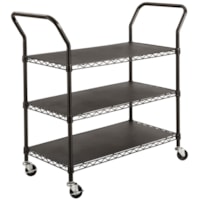 Safco 3-Shelf Wire Black Utility Cart, 43 3/4"W x 19 1/4"D x 40 1/2"H, Black