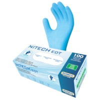 Gants d'examen Nitech EDT, bleu, grand, 5 mil, boîte de 100