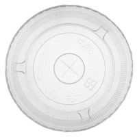 Couvercles plats compostables en PLA Eco Guardian avec trou pour paille, transparent, emb. de 50