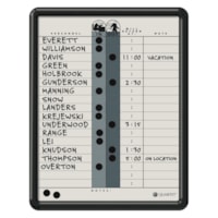 Quartet® Porcelain Magnetic 18-Name In/Out Boards, Grey/Black, 11" x 14"