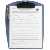 Storex Clipboard with Pen Holder, Blue, Letter Size