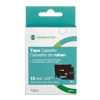 Grand & Toy Sign TZe Black Type On Yellow Label Tape Cassette, 12 mm (1/2") x 8 m