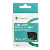 Grand & Toy Sign TZe Black Type On Clear Label Tape Cassette, 12 mm (1/2") x 8 m