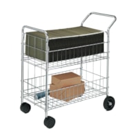 Fellowes Heavy-Duty Mailroom Cart, Chrome, 21 1/2" x 37 1/2" x 39 1/2"