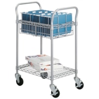Safco Wire Mailroom Cart, Silver, 26 3/4"W x 18 3/4"D x 38 1/2"H