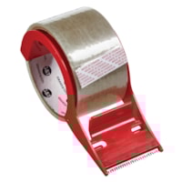 Ruban d'emballage Grand & Toy avec dévidoir, transparent et rouge