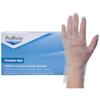 HOSPECO ProWorks Stretch Polyethylene Disposable Gloves, Powder-Free, Clear, XXL, 200/BX