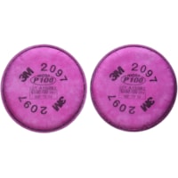 3M 2097 P100 Particulate Filter with Nuisance Level Organic Vapour Relief, Magenta, 2/PK