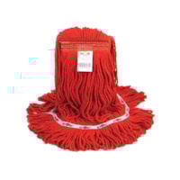 Globe Commercial Products Synthetic Wet Mop With Narrow Band And Looped End, Red, 20 oz