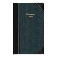 Brownline 12-Month Daily Planner, Black/Green, 13-3/8" x 8", January-December, English