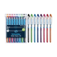 Schneider Slider Basic XB (Extra Broad) Ballpoint Pens, Assorted Colours, 1.4 mm, Pack of 8
