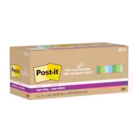 Feuillets super collants Post-it entièrement faits de papier recyclé, collection Oasis, 3 po x 3 po, bloc de 70 feuilles, emb. de 24