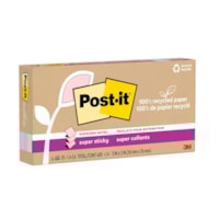 Feuillets éclair super collants pour distributeurs Post-it entièrement faits de papier recyclé, collection La vie en pastel, 3 po x 3 po, bloc de 70 feuilles, emb. de 6