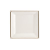 Assiettes compostables carrées en fibre dorée Eco Guardian de 7 po, carton de 12
