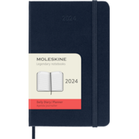 Moleskine 2024 Agenda quotidien, 12 mois, poche, bleu saphir, couverture rigide (3,5 x 5,5)