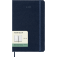 Moleskine 2024 Agenda Semainier, 12 mois, Grand, Bleu Saphir, Couverture Rigide (5 x 8,25)