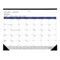 Blueline DuraGlobe 12-Month Monthly Desk Pad Calendar, 22'' x 17'', January-December, Bilingual