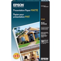 Epson - Papier jet d'encre - 90 Luminosité - 90% Opacité - format légal - 8 1/2 po (215,90 mm) x 14 po (355,60 mm) - 27 lb (12246,99 g) Poids de Base - Mate - Blanc - 100 / emballage