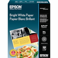 Epson Inkjet Paper - 96 Brightness - 95% Opacity - Letter - 8 1/2" (215.90 mm) x 11" (279.40 mm) - Ultra Smooth - Bright White - 500 / Box