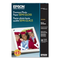 Epson Premium Semi-Gloss Photo Paper - 93 Brightness - 97% Opacity - Super B - 13" x 19" - 68 lb Basis Weight - Semi-gloss - White, Blue - 1 Each