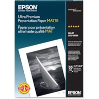 Papier photo Jet d'encre - Blanc Epson - 104 Luminosité - 94% Opacité - format A3 - 11 45/64 po (297,18 mm) x 16 1/2 po (419,10 mm) - Mate - Blanc - 50 / emballage