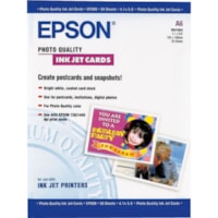 Epson Heavyweight Coated Card - 90 Brightness - 97% Opacity - A6 - 4 1/10" x 5 4/5" - 190 g/m² Grammage - Matte - Heavyweight - White - 50 Sheet