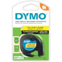 Dymo LetraTag Label Maker Tape Cartridge - 1/2" (12.70 mm) Width - Direct Thermal - Yellow - Polyester - 1 Each