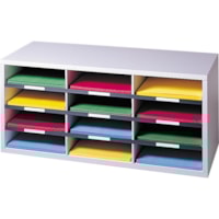 Fellowes 12-Compartment Sorter Literature Organizer - 12 Compartment(s) - Compartment Size : 2.50" (63.50 mm) x 9" (228.60 mm) x 11.63" (295.27 mm) - 12.9" (328.68 mm) Height x 29" (736.60 mm) Width x 11.9" (301.75 mm) Depth - Corrugated - Dove Gray - Particleboard - 1 Each