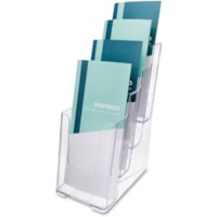 Deflecto Multi-Compartment DocuHolder - 4 Pocket(s) - 4 Tier(s) - 10" (254 mm) Height x 4.9" (123.70 mm) Width x 8" (203.20 mm) Depth - Desktop - Leaflet Size - Clear - Plastic - 1 Each