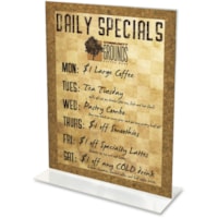 Deflecto Classic Image Double-Sided Sign Holder - 5" (127 mm) Width x 7" (177.80 mm) Height - Rectangular Shape - Self-standing, Bottom Loading - Indoor, Outdoor - Plastic - Clear - 1 Each