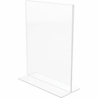 Deflecto Classic Image Double-Sided Sign Holder - 8.50" (215.90 mm) Width x 11" (279.40 mm) Height - Rectangular Shape - Self-standing, Bottom Loading - Indoor, Outdoor - Plastic - Clear - 1 Each