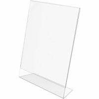 Deflecto Classic Image Slanted Sign Holder - 8.50" (215.90 mm) Width x 11" (279.40 mm) Height x 2.63" (66.80 mm) Depth - Rectangular Shape - Side-loading, Self-standing - Indoor, Outdoor - Plastic - Clear - 1 Each