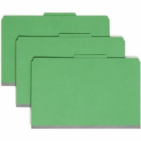 Smead SafeSHIELD 2/5 Tab Cut Legal Recycled Classification Folder - 8 1/2" (215.90 mm) x 14" (355.60 mm) - 2" (50.80 mm) Expansion - 2 x 2S Fastener(s) - 2" (50.80 mm) for Folder - Top Tab Location - Right of Center Tab Position - 2 Divider(s) - 25 pt. (8.80 mm) - Pressboard - Green - 100% Recycled 