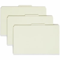 Smead SafeSHIELD 2/5 Tab Cut Legal Recycled Classification Folder - 8 1/2" (215.90 mm) x 14" (355.60 mm) - 3" (76.20 mm) Expansion - 2 x 2S Fastener(s) - 2" (50.80 mm) for Folder - Top Tab Location - Right of Center Tab Position - 3 Divider(s) - 25 pt. (8.80 mm) - Pressboard - Gray, Green - Heavy Du