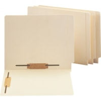 Smead Straight Tab Cut Letter Recycled Fastener Folder - 8 1/2" (215.90 mm) x 11" (279.40 mm) - 3/4" (19.05 mm) Expansion - 2 x 2B Fastener(s) - 2" (50.80 mm) for Folder - End Tab Location - 11 pt. (3.87 mm) - 2 Plys - Manila - Manila - Embossed - 10% Recycled - 50 / Box