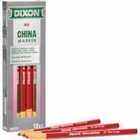 Dixon Industrial Phano Nontoxic China Markers - Red Lead - Red Barrel - 1 Dozen