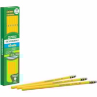 Ticonderoga Tri-Write Wooden Pencils - Black Lead - 2HB - Yellow Barrel - 1 Dozen