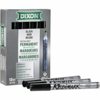 Dixon Industrial RediMark Chisel Tip Permanent Markers - Chisel Marker Point - Black Ink - Metal Barrel - 1 Dozen