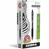 Zebra Z-Grip Retractable Ballpoint Pens - 1 mm (0.04") Medium Pen Point - Retractable - Black Ink - Black Barrel - 1 Each