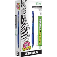 Zebra Z-Grip Retractable Ballpoint Pens - 1 mm (0.04") Medium Pen Point - Retractable - Blue Ink - Clear, Blue Barrel - Nickel Tip - 1 Each