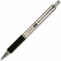 Zebra Pen STEEL 4 Series F-402 Retractable Ballpoint Pen - 0.7 mm (0.03") Fine Pen Point - Refillable - Retractable - Black Ink - Stainless Steel Barrel - 1 Each