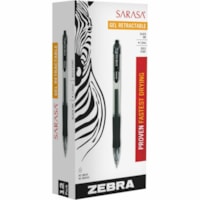 Zebra SARASA dry X20 Retractable Gel Pen - 1 mm (0.04") Bold Pen Point - Refillable - Retractable - Black Ink - Transparent Barrel - 1 Dozen