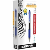 Zebra SARASA dry X20 Retractable Gel Pen - 1 mm (0.04") Bold Pen Point - Refillable - Retractable - Blue Ink - Transparent Barrel - 1 Dozen