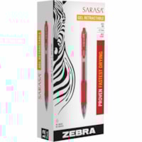 Zebra SARASA dry X20 Retractable Gel Pen - 0.7 mm (0.03") Medium Pen Point - Refillable - Retractable - Red Ink - Pigment-based - Translucent Barrel - 1 Dozen