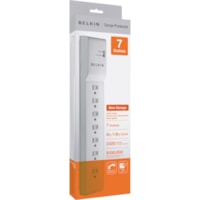 Belkin - Suppresseur/Protecteur de Surtension Home/Office - Angle droit - 7 x alimentation CA - 1,88 kVA - 2160 J - 125 V CA Entrée - 125 V CA Sortie - Câble modem/DSL/fax/téléphone - 6 pi (1,83 m)